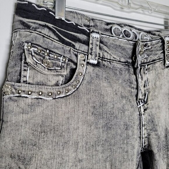 Coogi Jeans Denim 13 14 Acid Wash Studded Trim Straight Leg Juniors - Picture 2 of 7